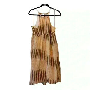 Anthropologie Brown and Tan Midi Dress